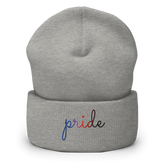 Polyamory Pride Beanie: Cursive 'Pride' in Gradient Colors